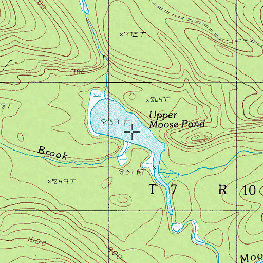 Topographic Map of Upper Moose Pond, ME