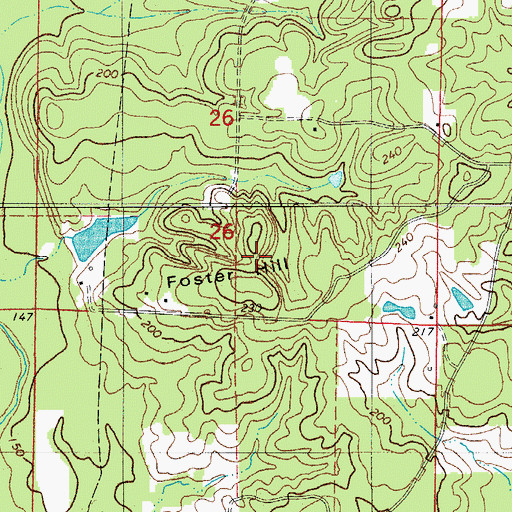 Topographic Map of Foster Hill, AR