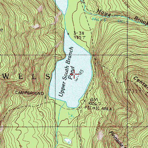 Topographic Map of Upper South Branch Pond, ME