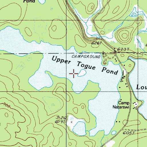 Topographic Map of Upper Togue Pond, ME