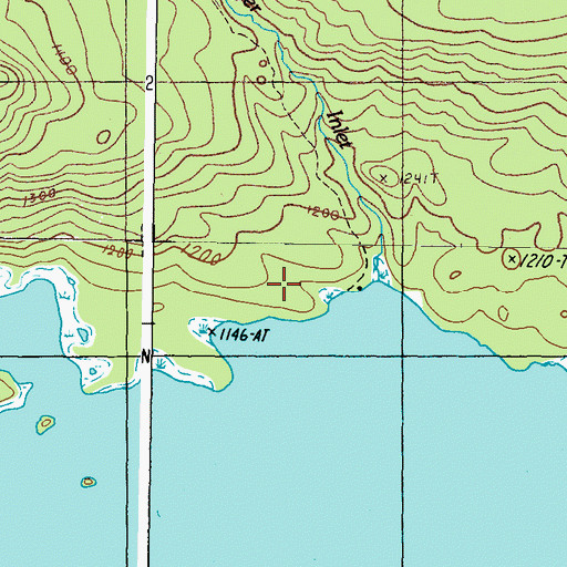 Topographic Map of Usher Inlet, ME