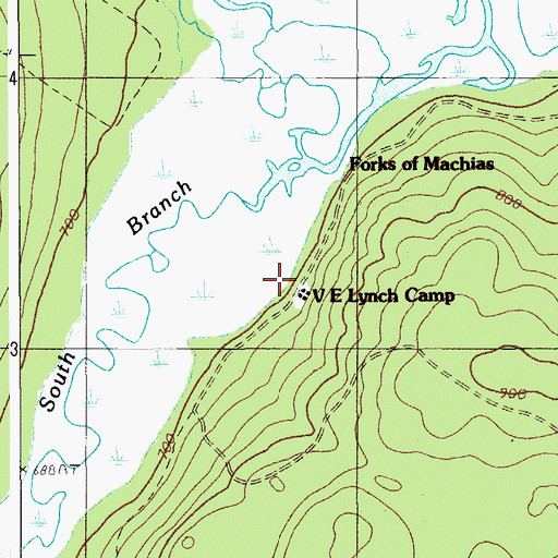 Topographic Map of V E Lynch Camp, ME