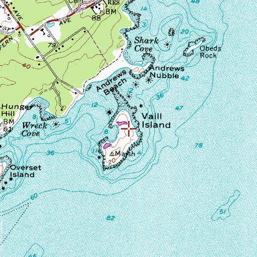 Topographic Map of Vaill Island, ME