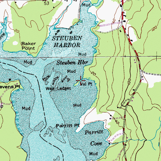 Topographic Map of Val Point, ME
