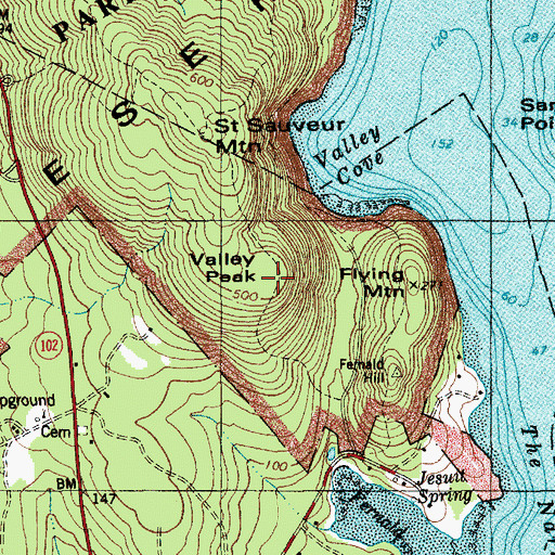 Topographic Map of Valley Peak, ME
