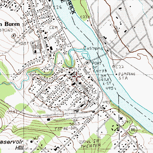 Topographic Map of Van Buren, ME