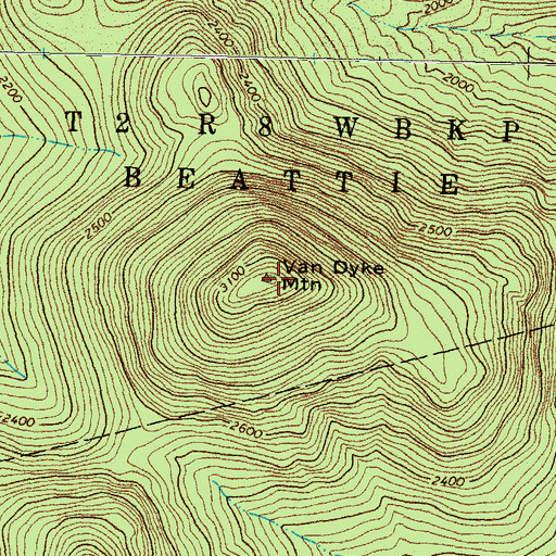 Topographic Map of Van Dyke Mountain, ME