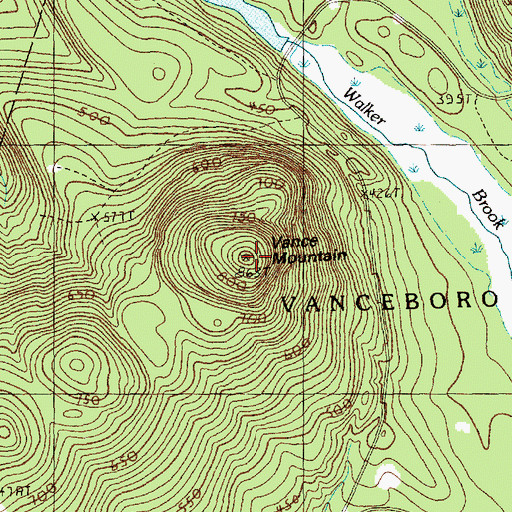 Topographic Map of Vance Mountain, ME