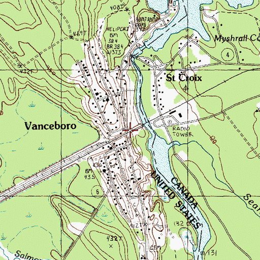 Topographic Map of Vanceboro, ME