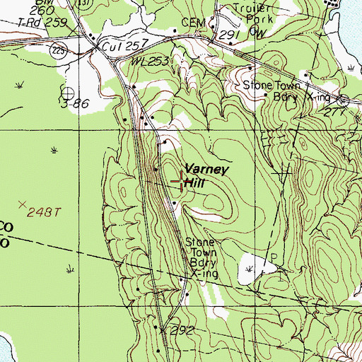 Topographic Map of Varney Hill, ME