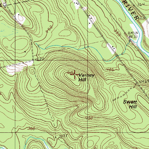Topographic Map of Varney Hill, ME