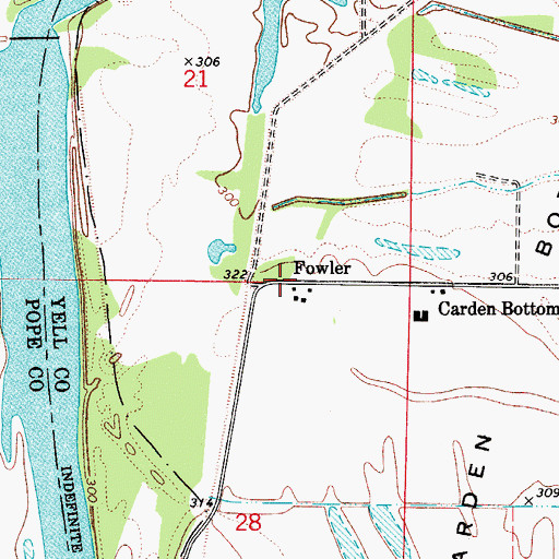 Topographic Map of Fowler, AR