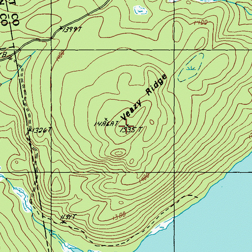 Topographic Map of Veazy Ridge, ME