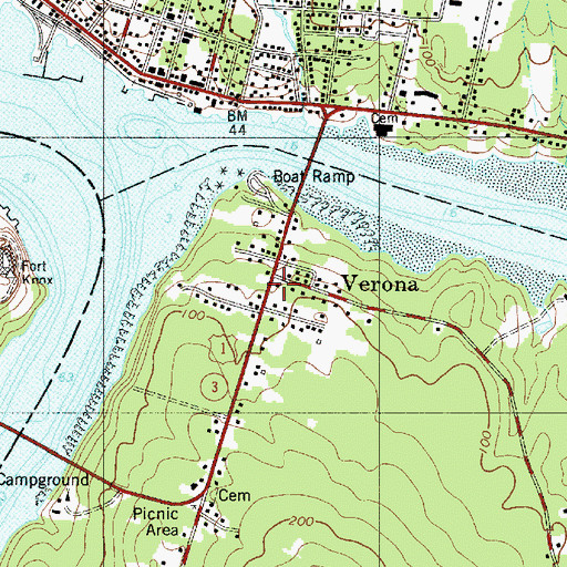 Topographic Map of Verona, ME