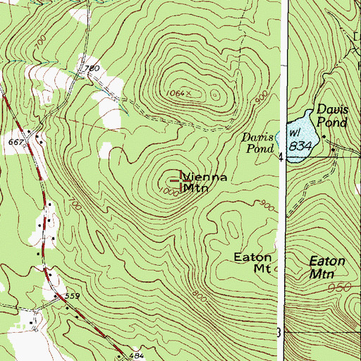 Topographic Map of Vienna Mountain, ME