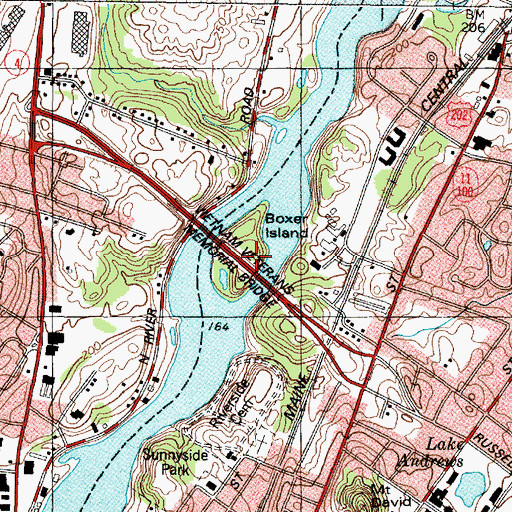 Topographic Map of Vietnam Veterans Memorial Bridge, ME