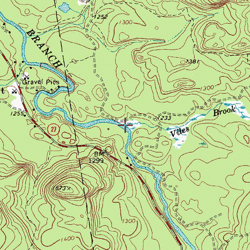 Topographic Map of Viles Brook, ME