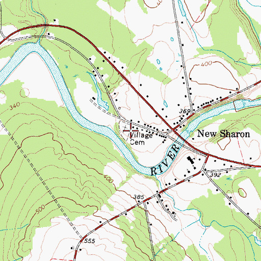 Topographic Map of Village Cemetery, ME