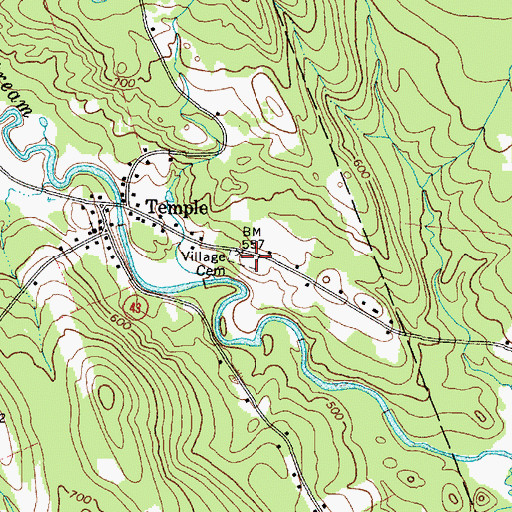 Topographic Map of Village Cemetery, ME