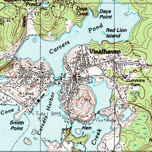 Topographic Map of Vinalhaven, ME