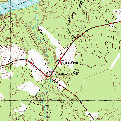 Topographic Map of Vining Cemetery, ME