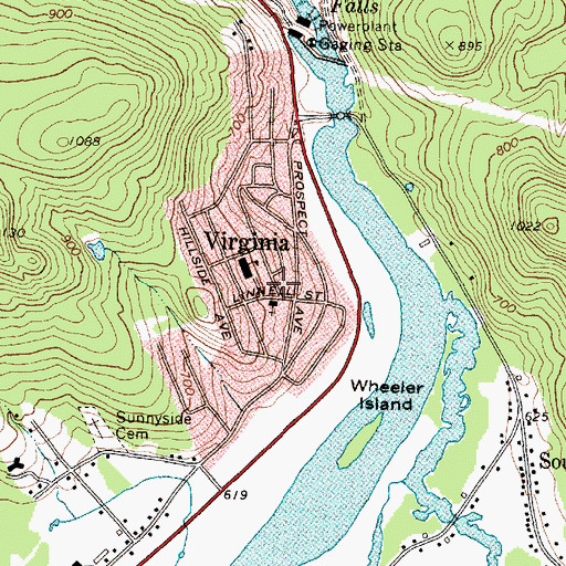 Topographic Map of Virginia, ME