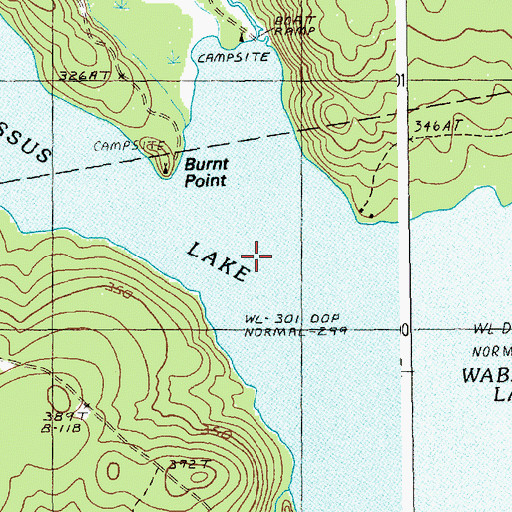 Topographic Map of Wabassus Lake, ME