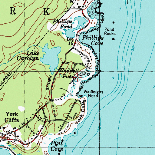 Topographic Map of Waddell Pond, ME