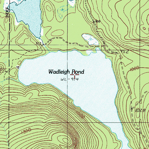 Topographic Map of Wadleigh Pond, ME
