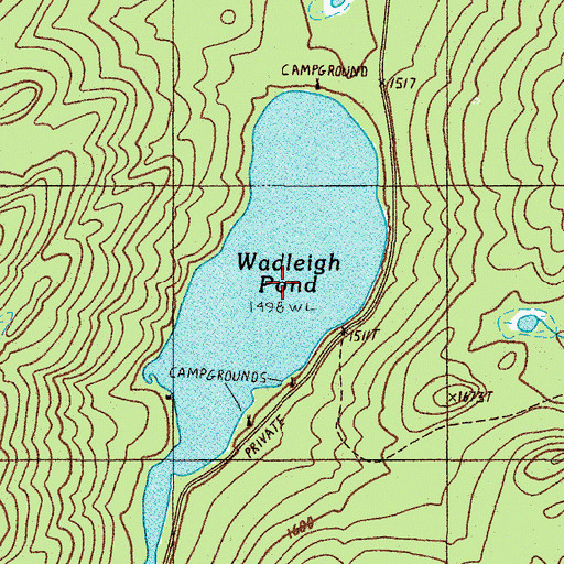Topographic Map of Wadleigh Pond, ME