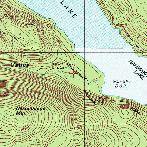 Topographic Map of Wadleigh Valley, ME