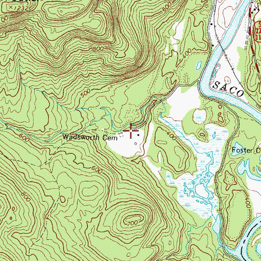Topographic Map of Wadsworth Cemetery, ME