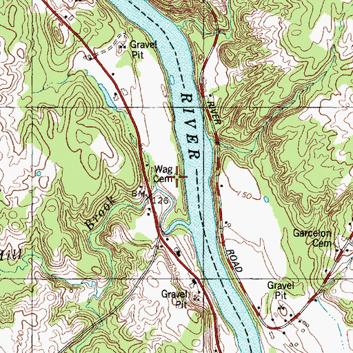 Topographic Map of Wag Cemetery, ME