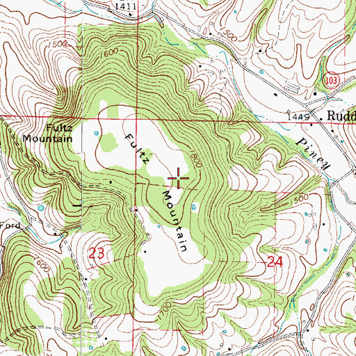 Topographic Map of Fultz Mountain, AR