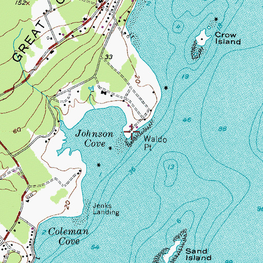 Topographic Map of Waldo Point, ME