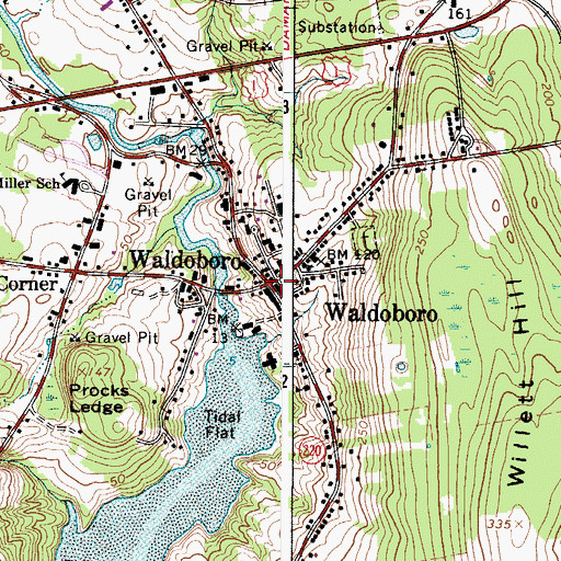 Topographic Map of Waldoboro, ME