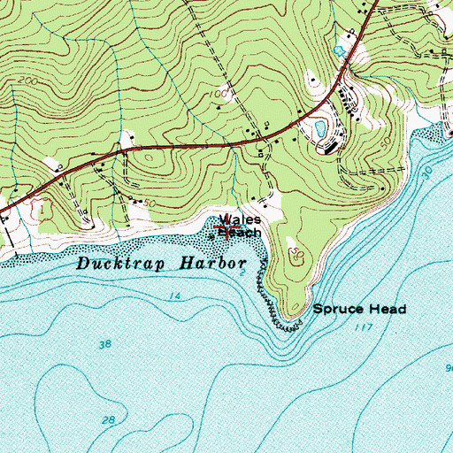 Topographic Map of Wales Beach, ME