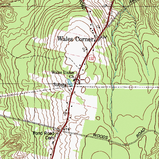Topographic Map of Wales Union Church, ME