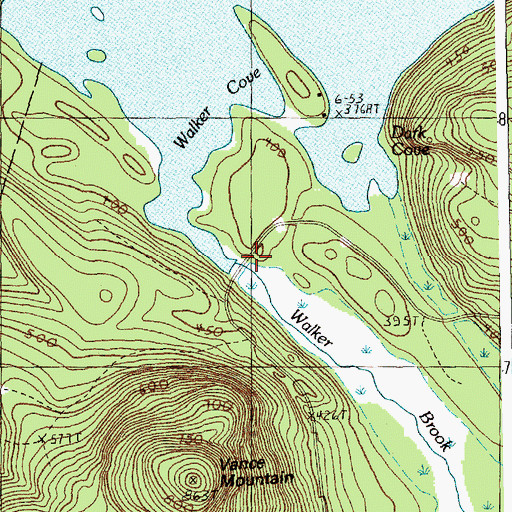 Topographic Map of Walker Brook, ME