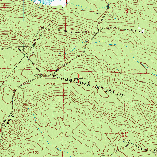 Topographic Map of Funderburk Mountain, AR