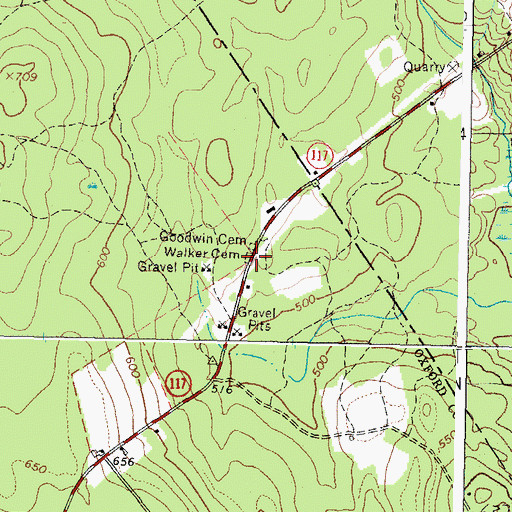 Topographic Map of Walker Cemetery, ME