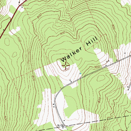 Topographic Map of Walker Hill, ME
