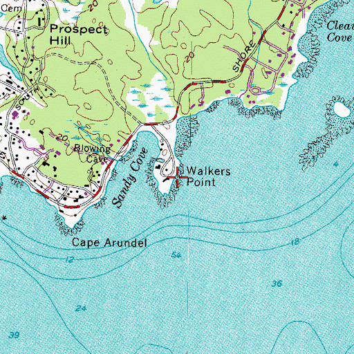 Topographic Map of Walkers Point, ME