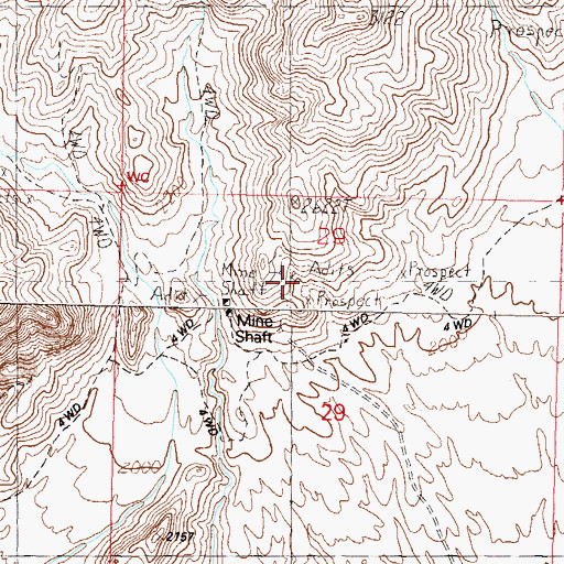 Topographic Map of Hidden Treasure Mine, AZ