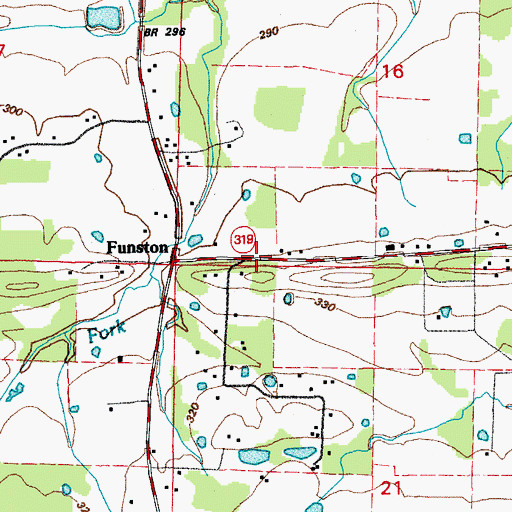 Topographic Map of Funston, AR