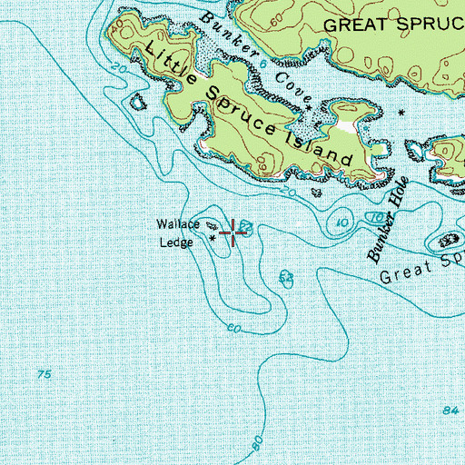 Topographic Map of Wallace Ledge, ME