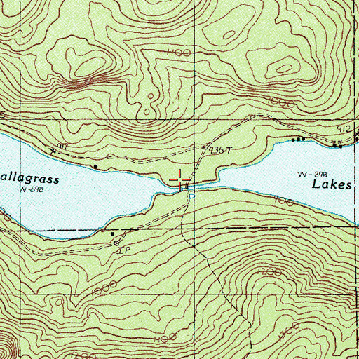 Topographic Map of Wallagrass Lakes, ME