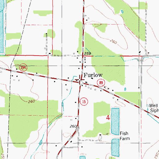 Topographic Map of Furlow, AR