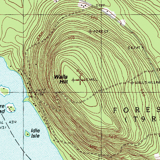 Topographic Map of Walls Hill, ME