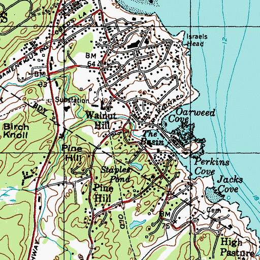 Topographic Map of Walnut Hill, ME